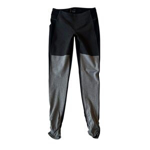 Lucy Colorblock leggings Medium Black gray Full leg Ruched ankle Womens Yoga